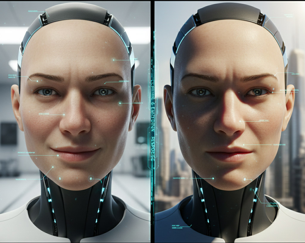 휴머노이드 얼굴과 조명 반응 시스템: 얼굴의 “표정”은 빛이 절반입니다