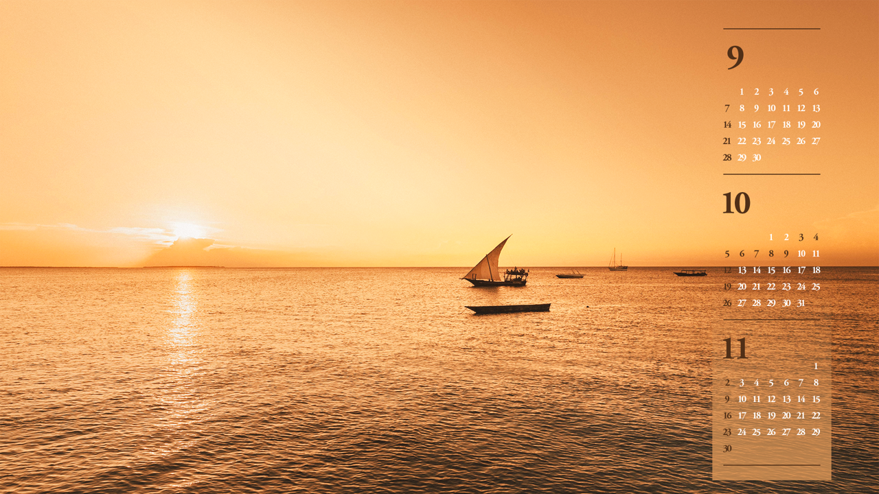 07 요트와 노을 B - 2025년10월 노트북배경화면
