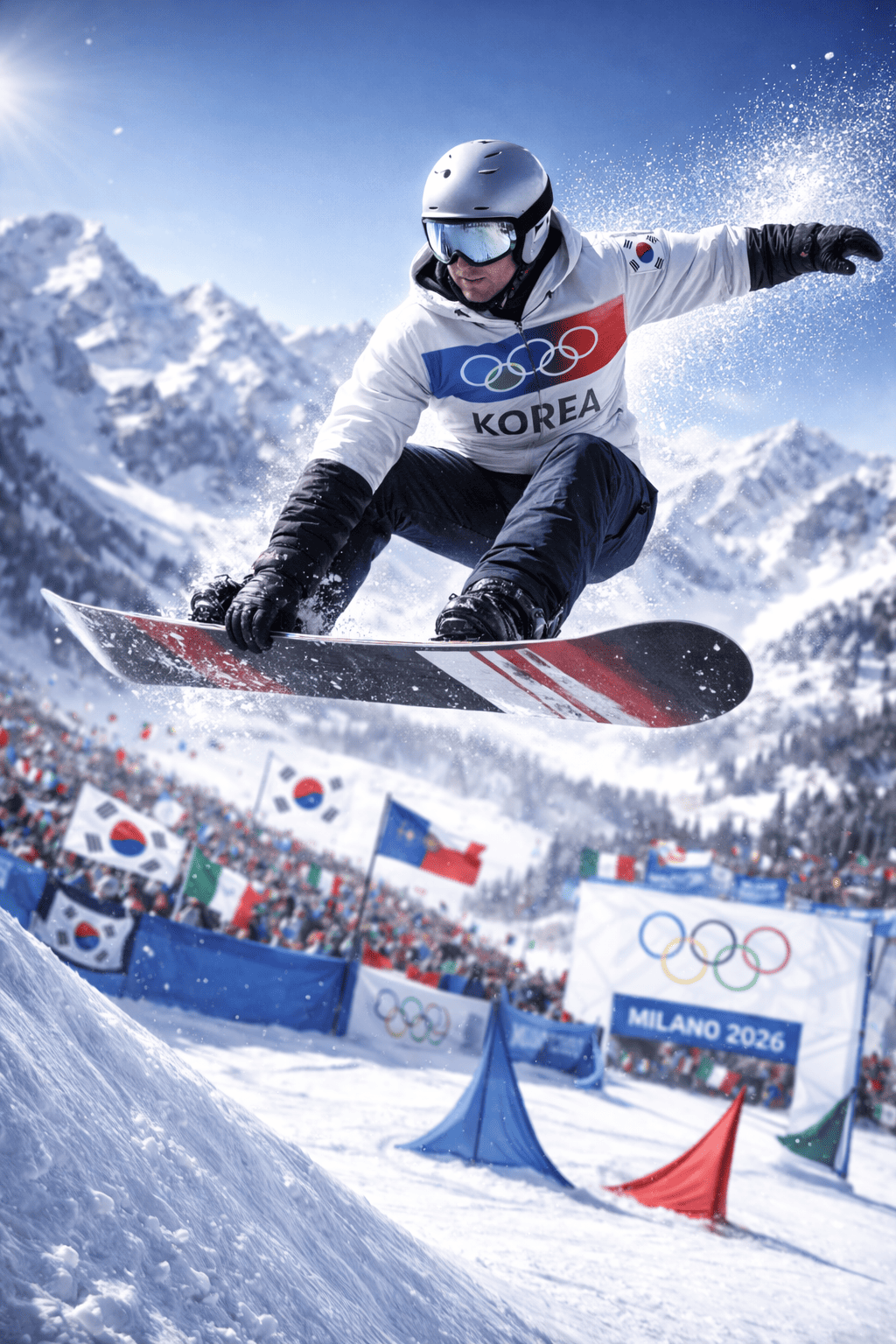 밀라노 동계 올림픽 스노보드 AI이미지
