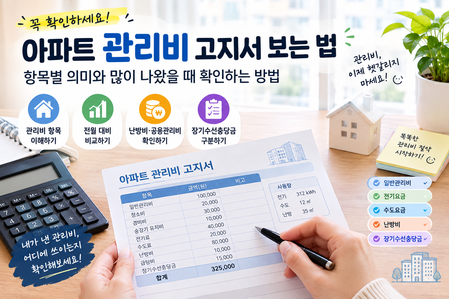 아파트 관리비 고지서 보는 법|항목별 의미와 많이 나왔을 때 확인하는 방법