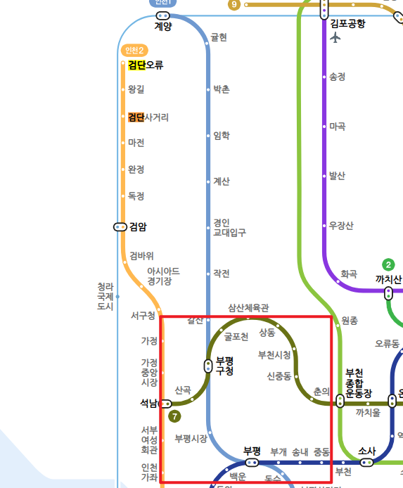 인천 지하철 1호선 노선도