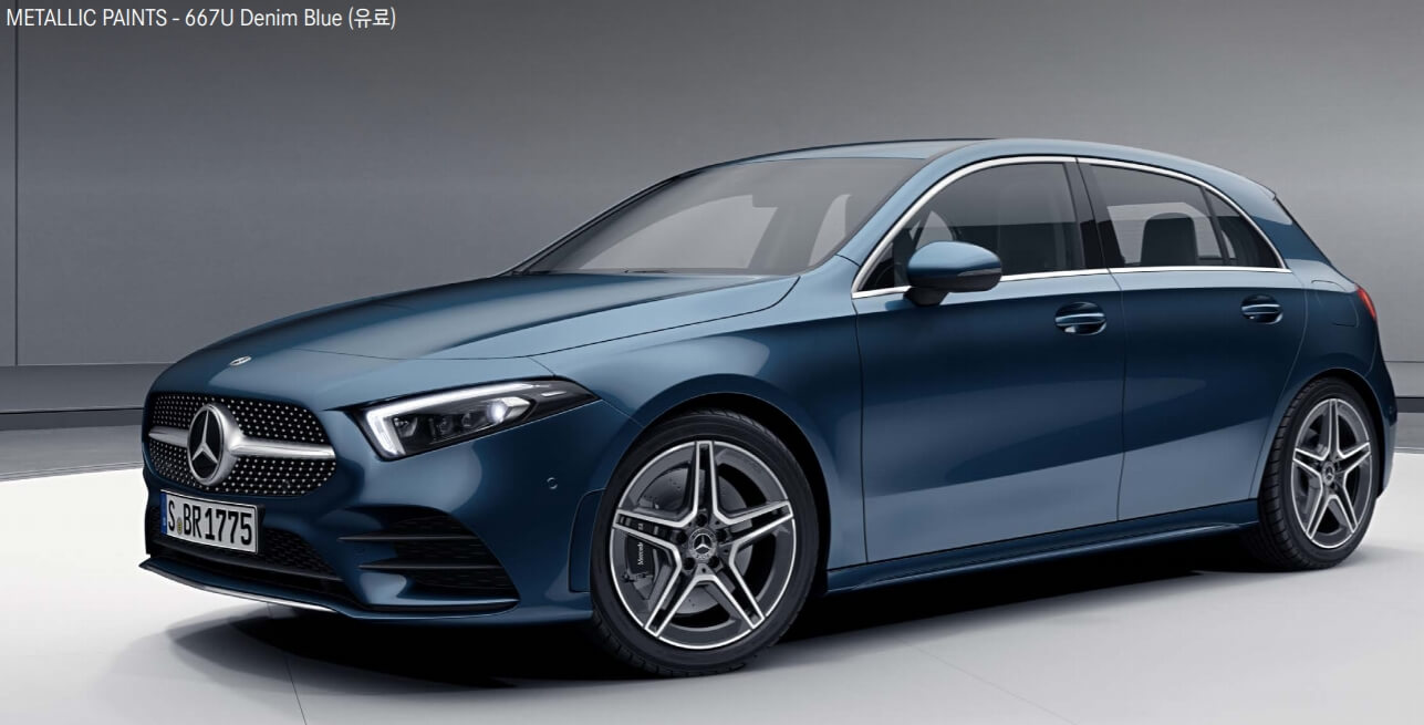 벤츠 A 클래스 해치백 색상코드 - Denim Blue(색상 코드 : 667)