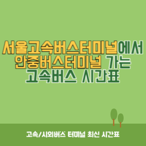 서울고속버스터미널에서 안중버스터미널 가는 고속버스 시간표 최신정보