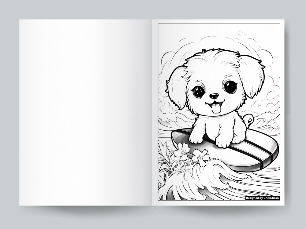 색칠공부도안 귀여운 동물 강아지 캐릭터 어른 어르신