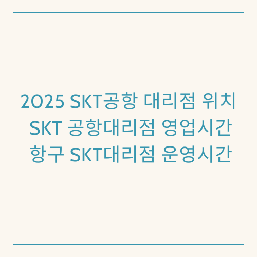 2025 SKT공항 대리점 위치, SKT 공항대리점 영업시간, 항구SKT대리점 운영시간