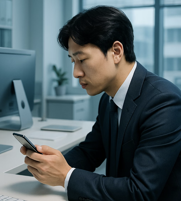 최악의 자세 1: 스마트폰과 컴퓨터 앞 &lsquo;거북목&rsquo; 자세