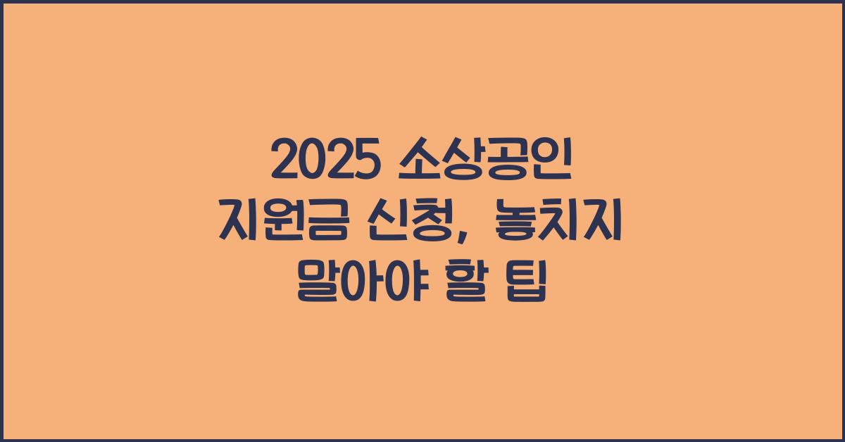 2025 소상공인 지원금 신청