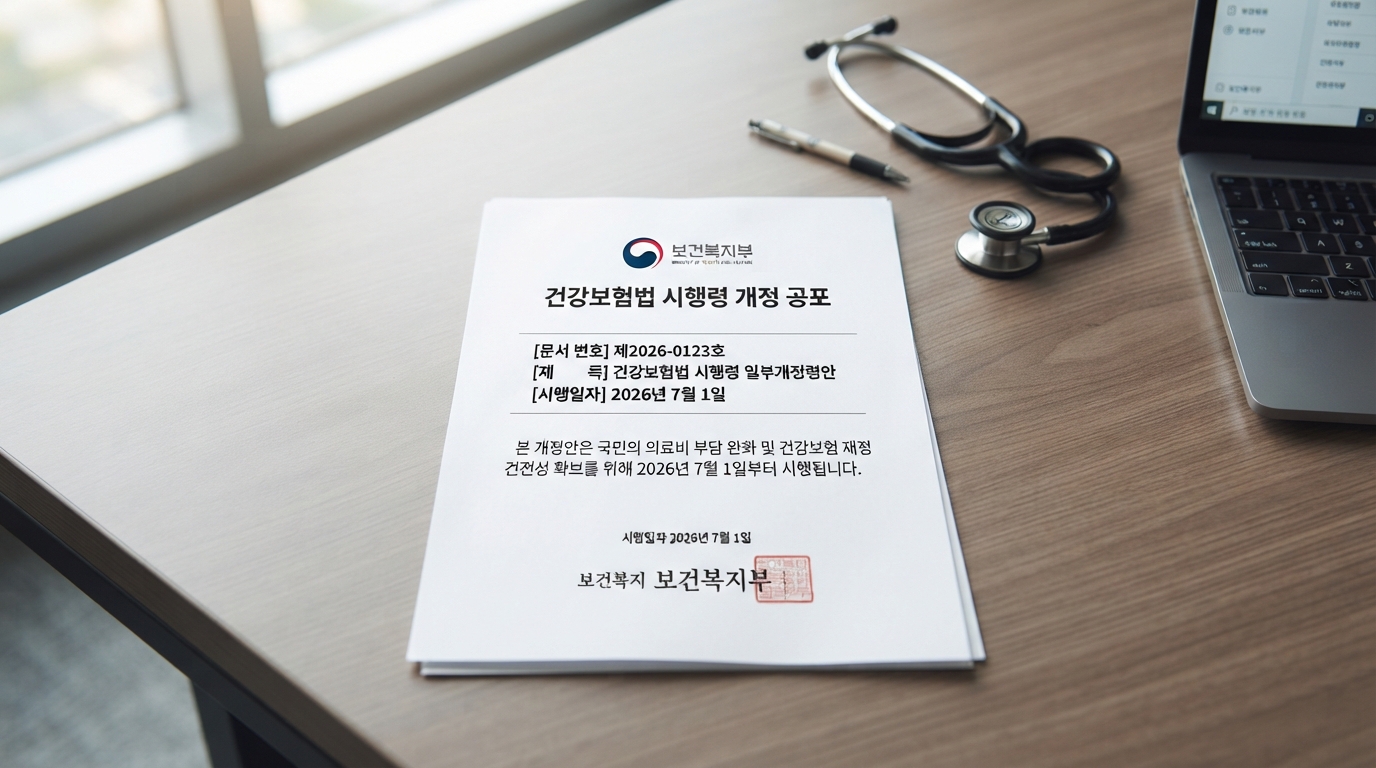 2026년 7월 1일 시행 근거가 담긴 보건복지부 건강보험법 시행령 개정 문서