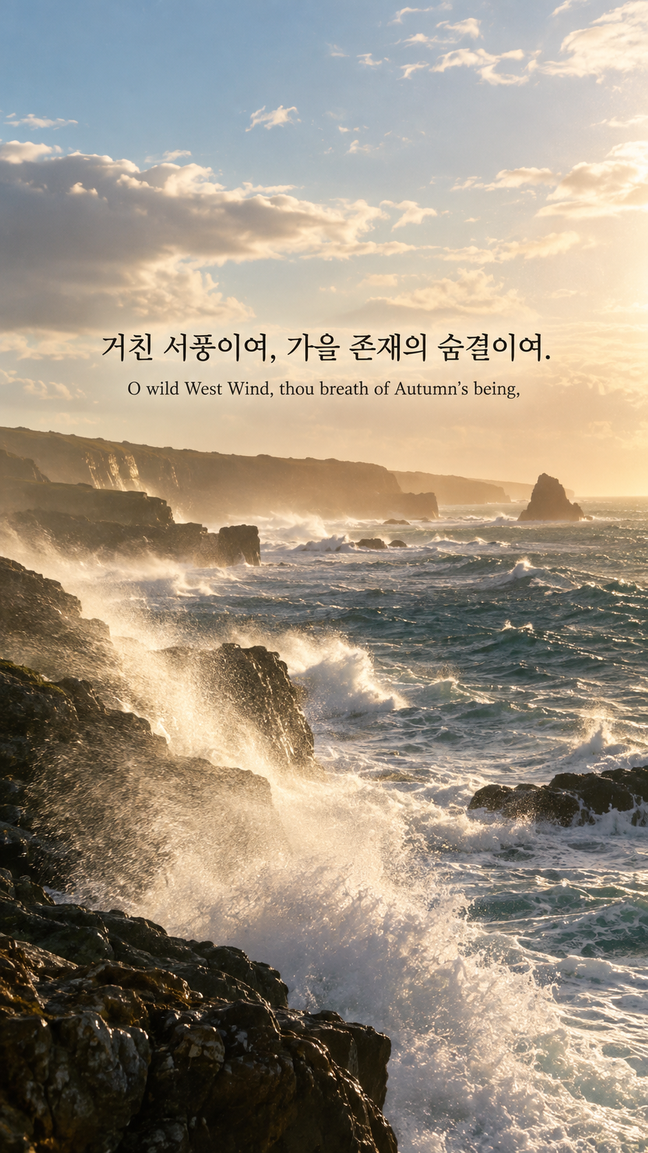 퍼시 비시 셸리의 변화를 부르는 바람에 관한 가을 글귀 &mdash; 한글과 영어 원문을 담은 아날로그 필름 사진