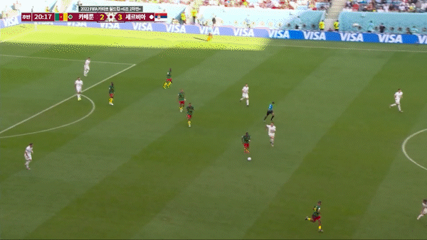 카메룬의 3번째 골도 오프사이드 같은데 온사이드로 골 인정됩니다