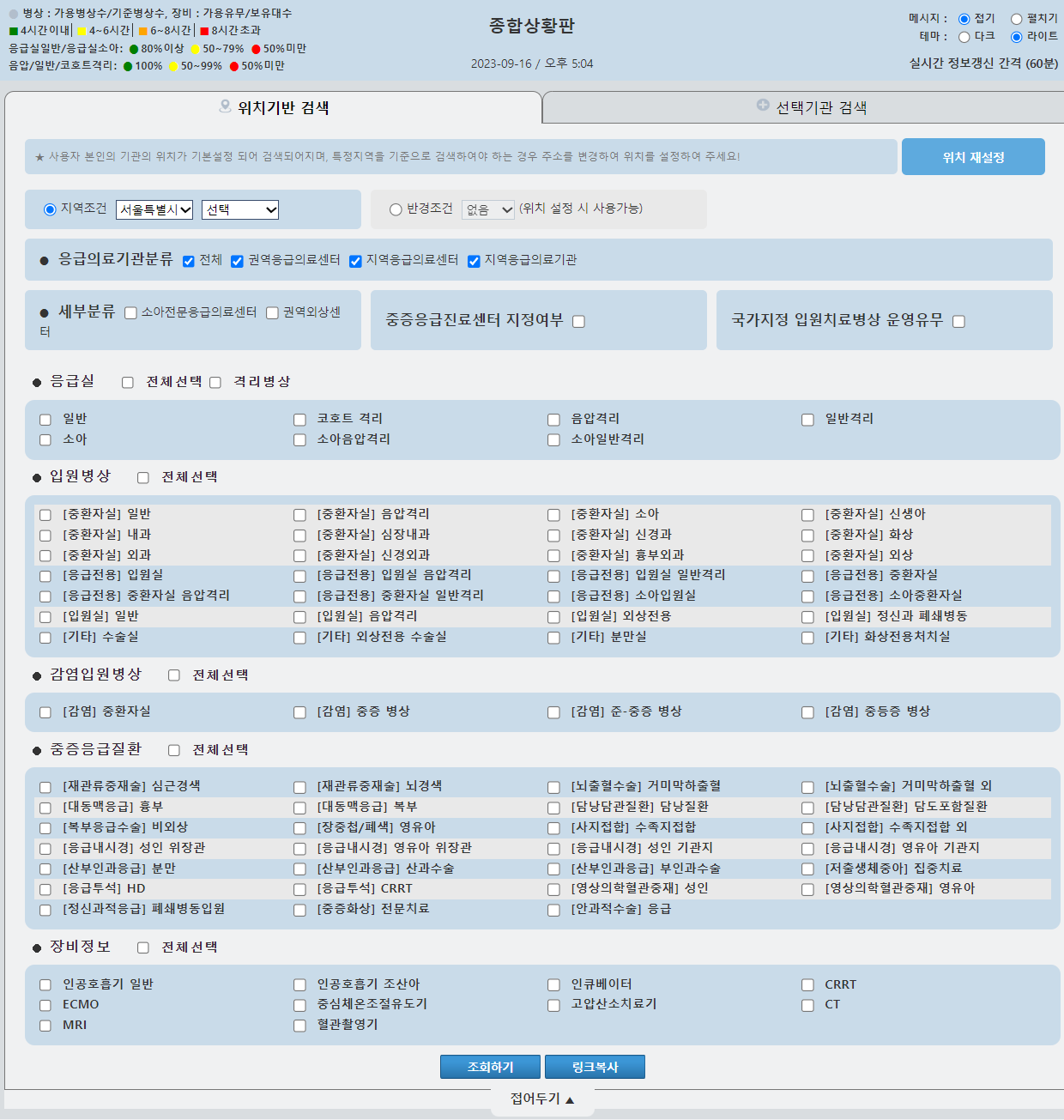 응급실 종합 상황판