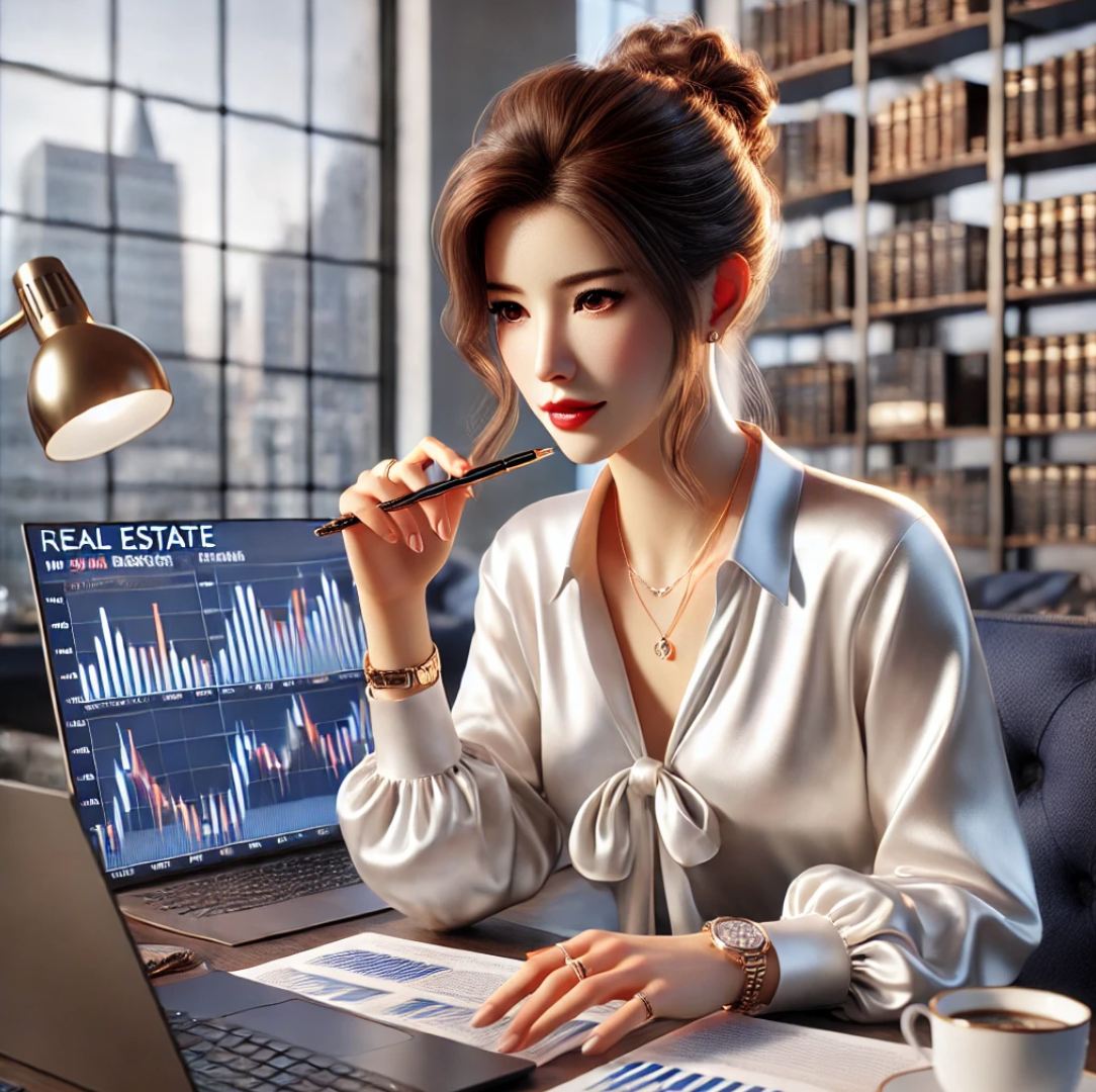 REITs 비교 분석하는 30대 미혼 여성 이미지