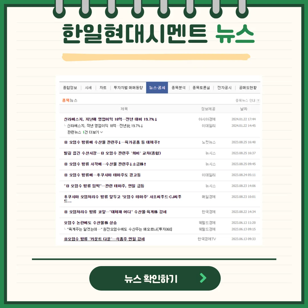 한일현대시멘트 뉴스