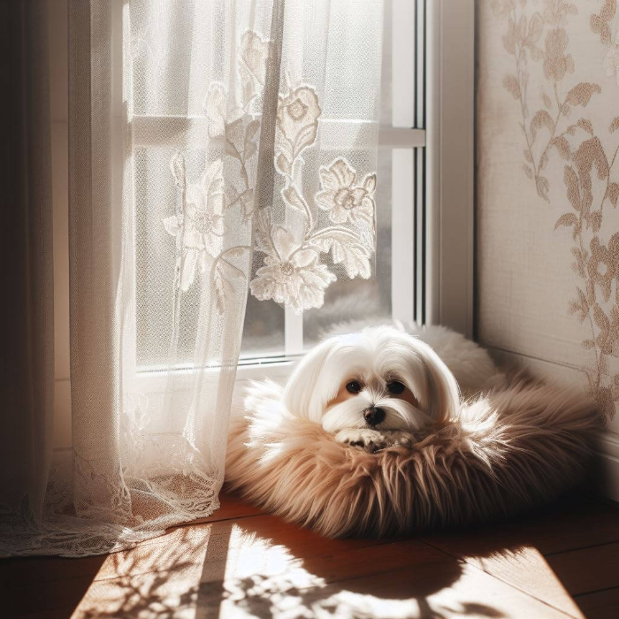 질투 많은 무릎 강아지 말티즈(Maltese) 쉬는 시간