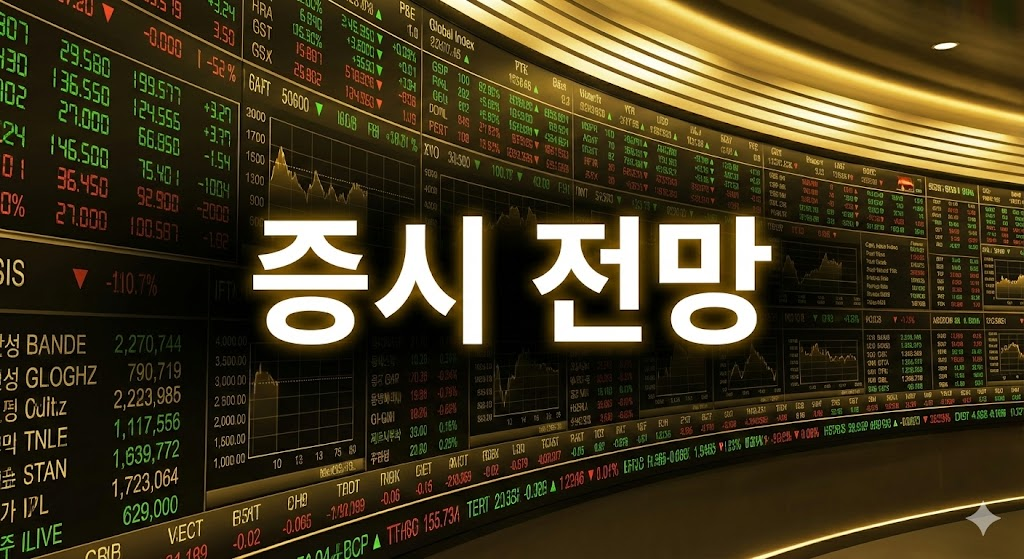 증시 전망: 금빛 주식 시장 전광판 배경