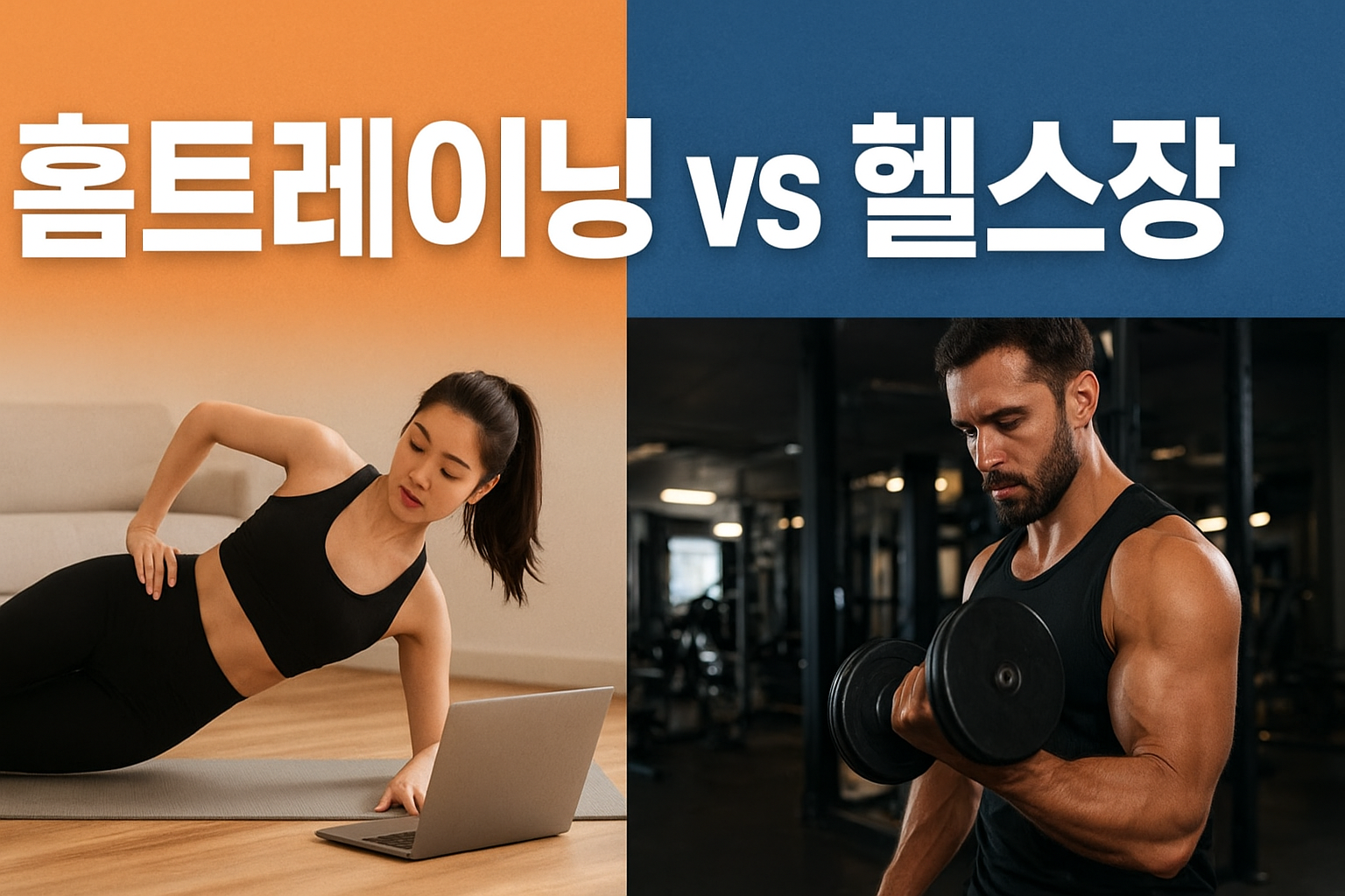 대표 썸네일 (홈트 vs 헬스장)