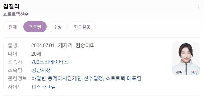 김길리선수 프로필, 쇼트트랙선수