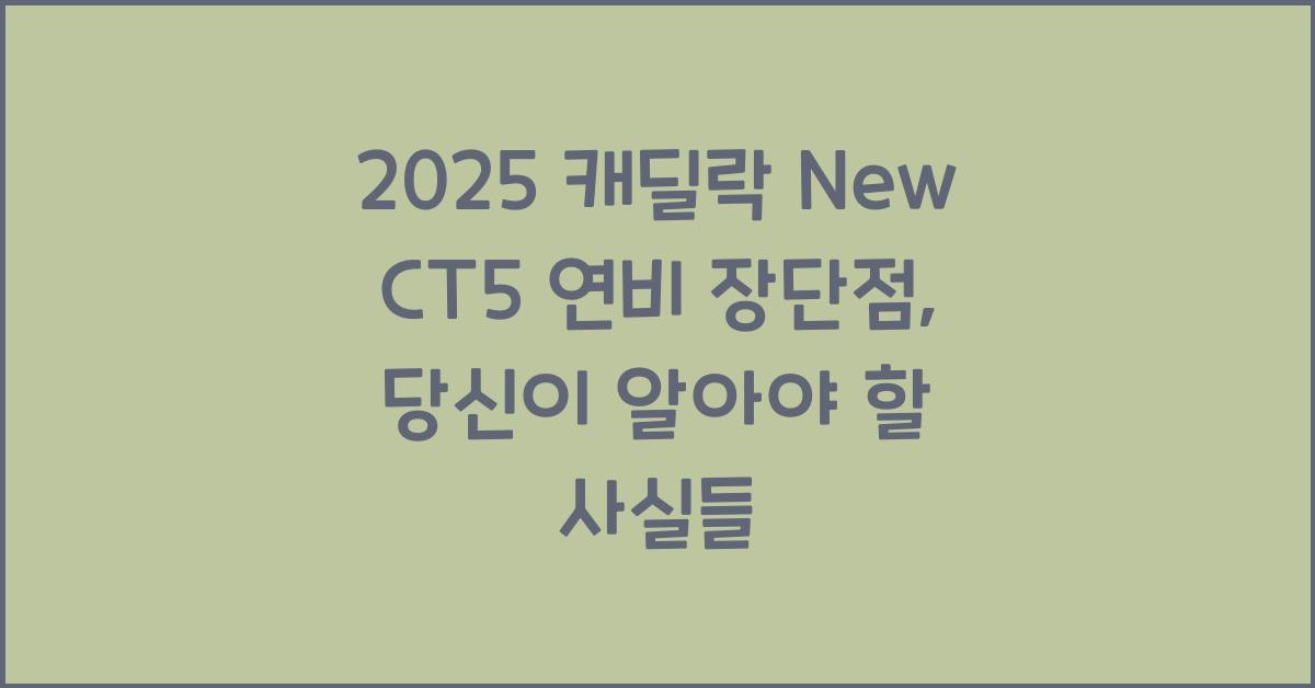 2025 캐딜락 New CT5 연비 장단점