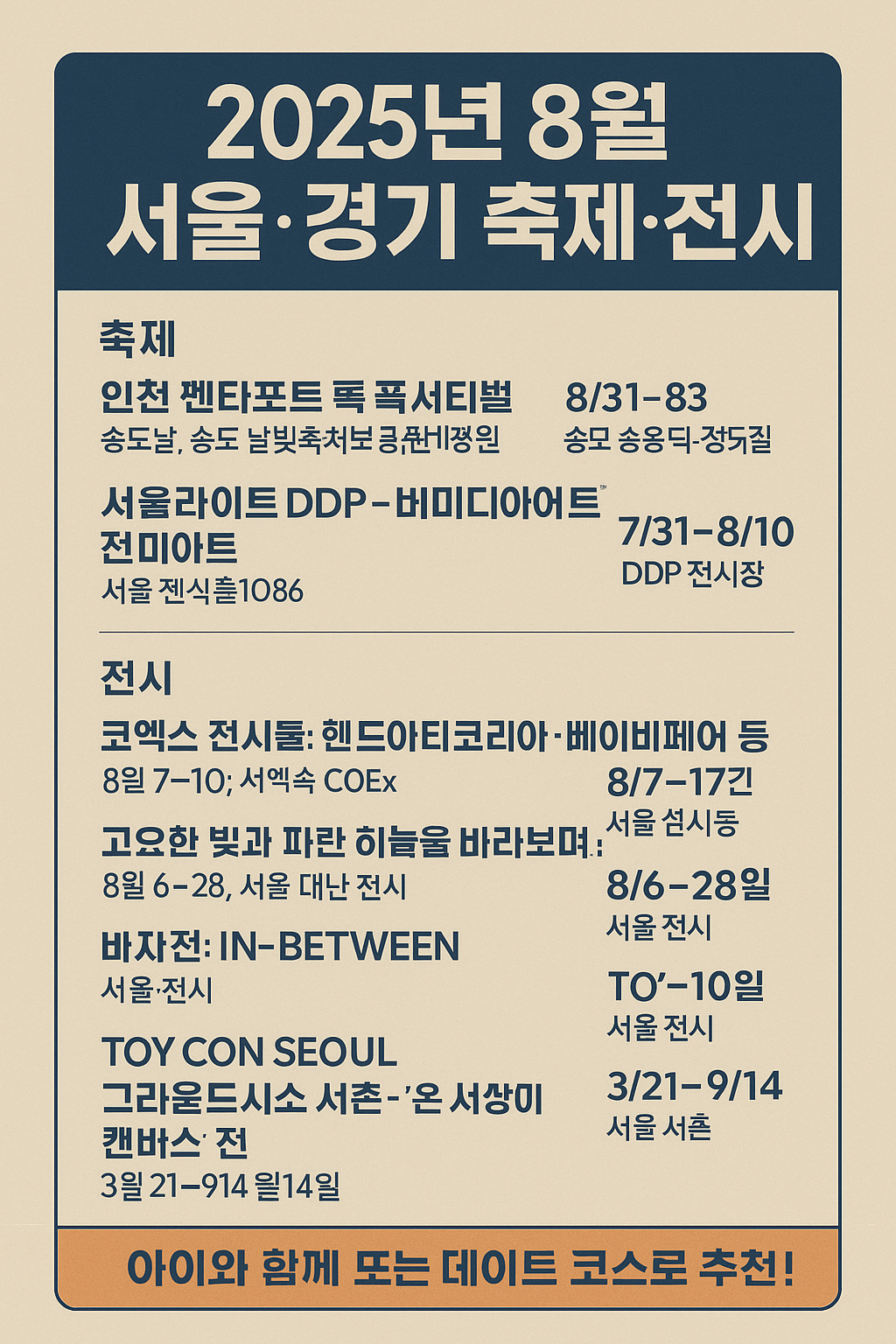 서울·경기 2025년 8월 추천 축제