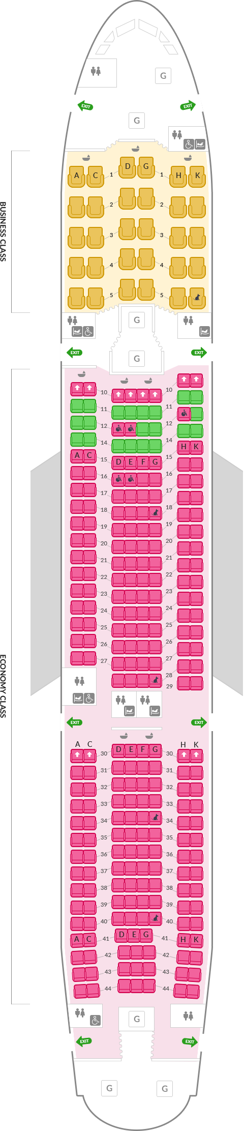 아시아나항공 에어버스 A330 기본정보, 좌석배치도, 좌석 간격