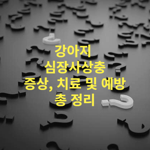 강아지 심장사상충 증상, 치료 및 예방 방법