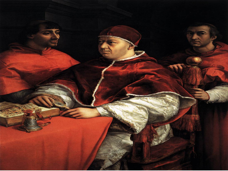 교황 레오 14세와 두 추기경 (Pope Leo X with Two Cardinals)-중앙 강조 부분