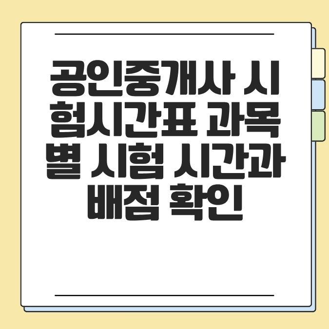 공인중개사 시험시간표 과목별 시험 시간과 배점 확인