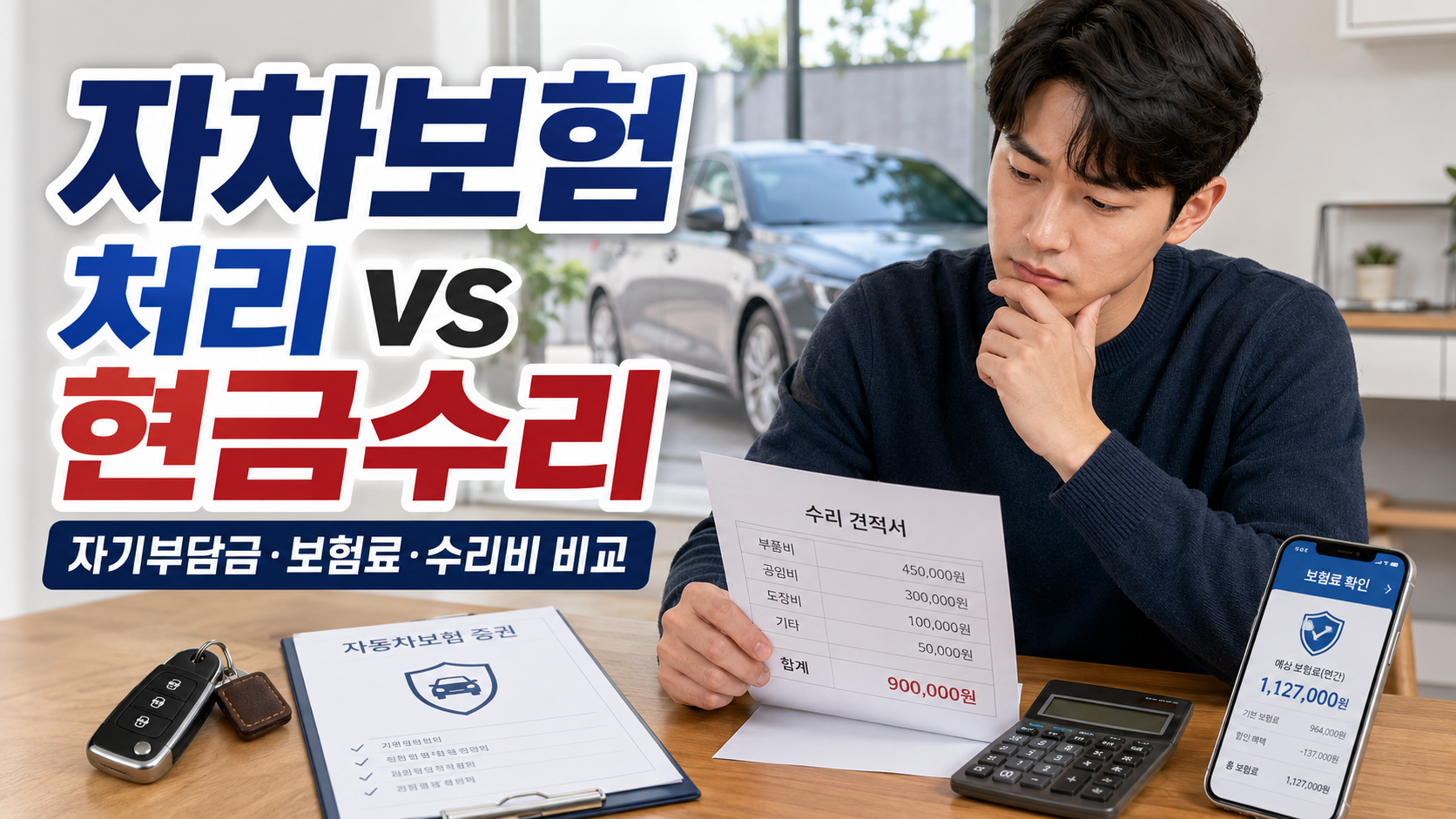 자차보험 처리 vs 현금수리 2026｜자기부담금&middot;보험료 할증까지 판단하는 법