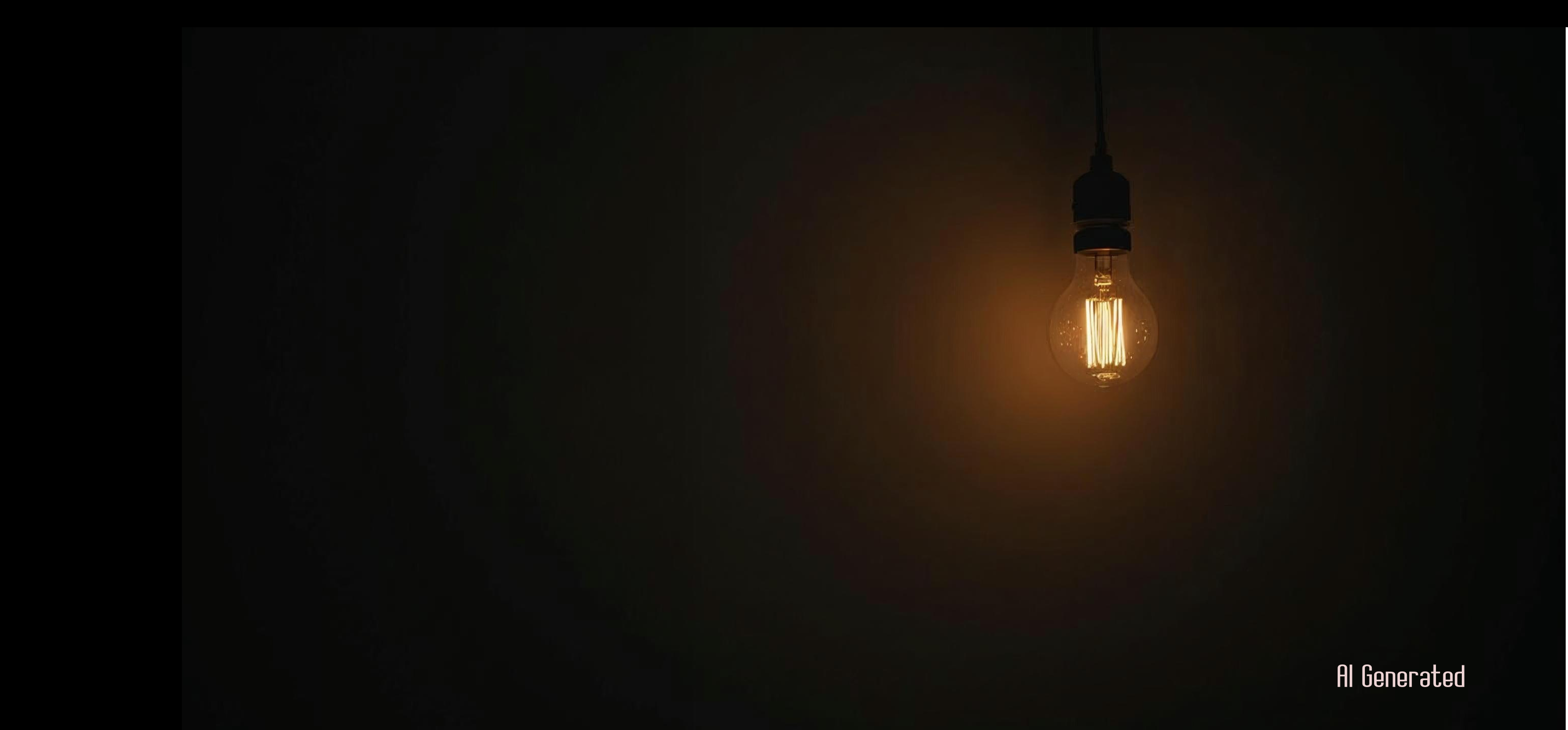 어두운 공간 속에서 하나의 전구만 켜져 있는 모습, 집중과 몰입을 상징하는 이미지