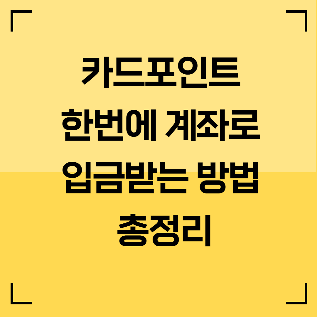 카드포인트 한번에 계좌로 입금받는 방법 총정리