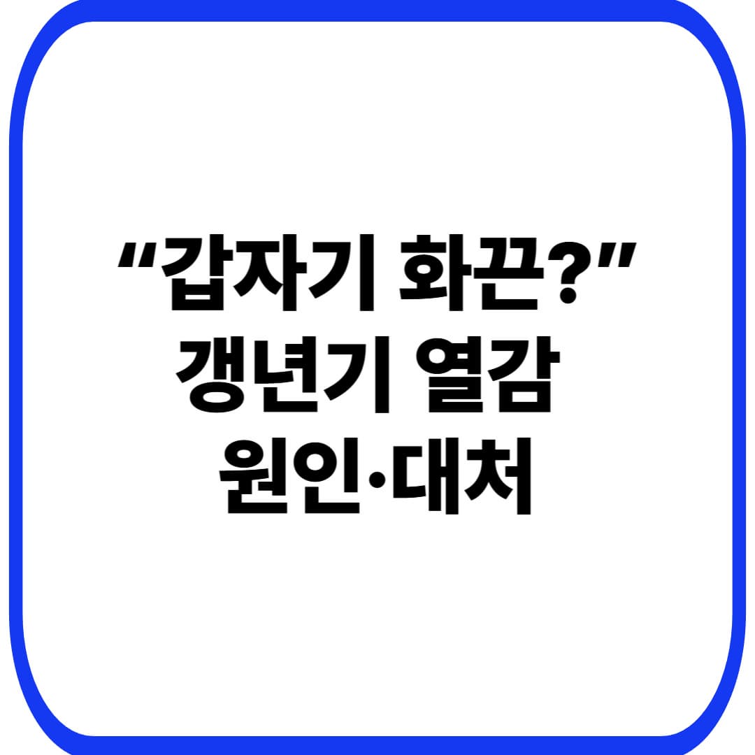 갱년기 증상 열감｜갑자기 화끈거릴 때 원인과 대처법