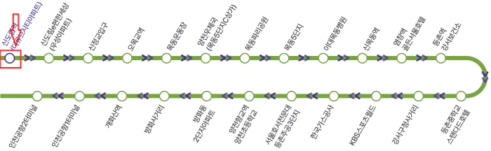 6018번 공항버스 노선도
