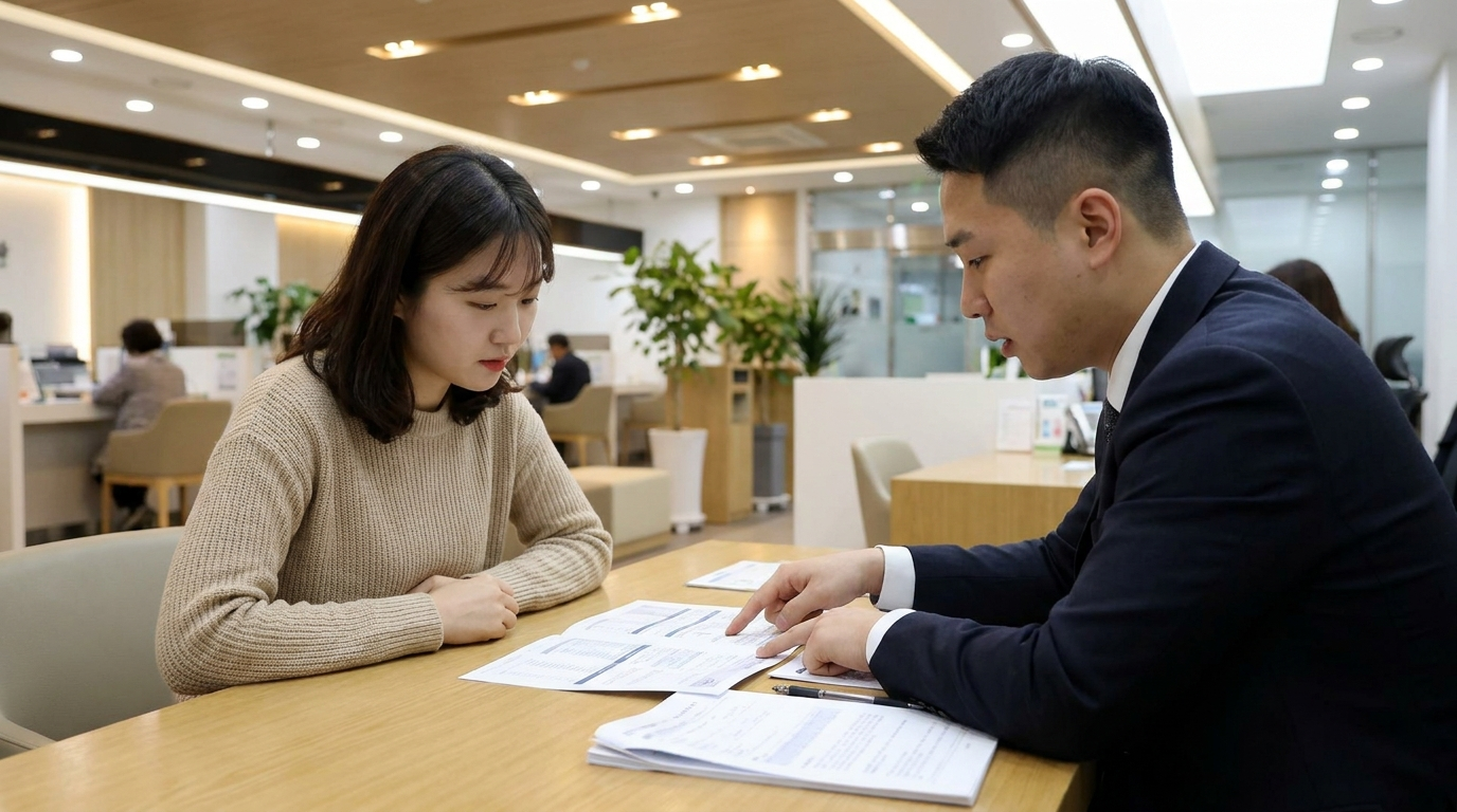 적금 담보대출 서류 확인하는 직장인