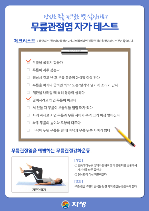 관절 건강 체크리스트