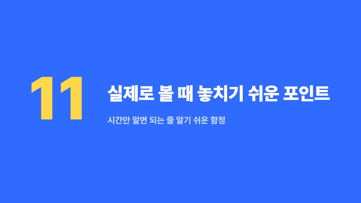 실제로 볼 때 놓치기 쉬운 포인트 — 시간만 알면 되는 줄 알기 쉬운 함정