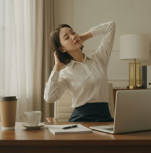 목디스크 예방을 위해 스트레칭하는 모습 2