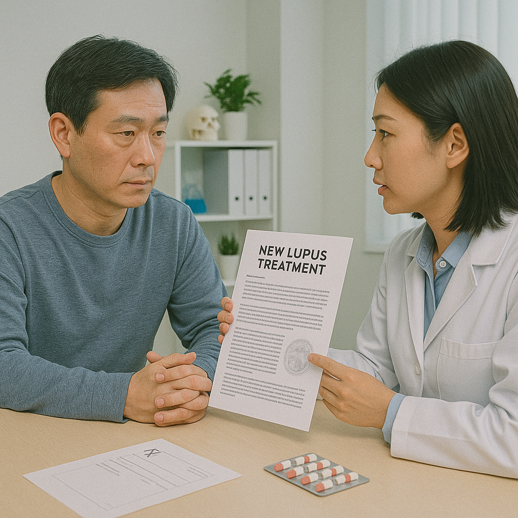 루푸스 신약 치료 상담을 받는 환자와 의료진