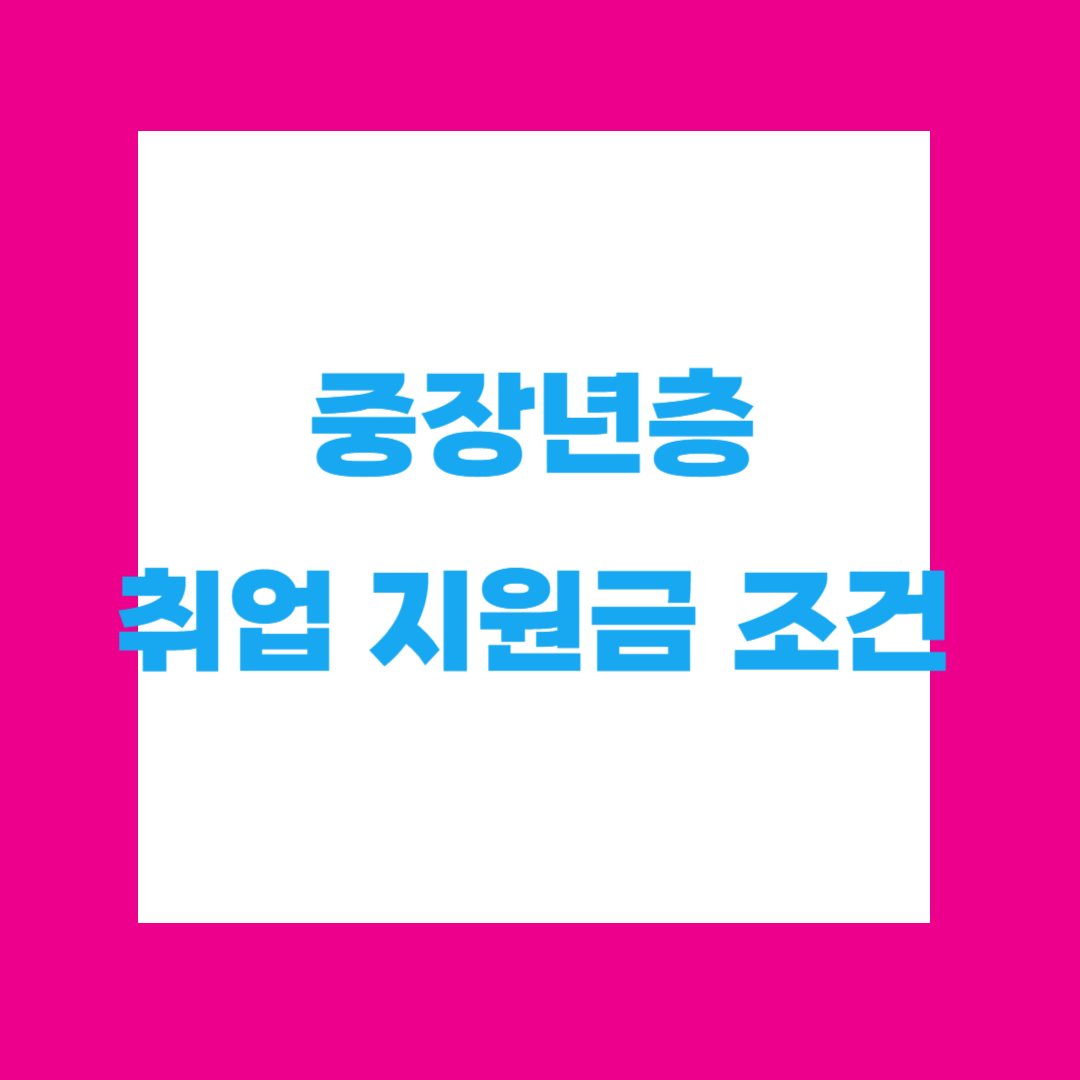 중장년층 취업 지원금 조건 총정리