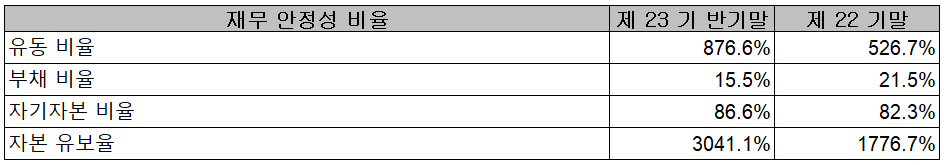 나노신소재 - 재무 안정성 비율
