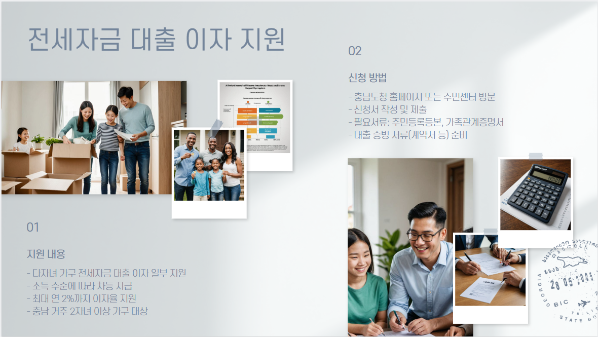 충청권 다자녀 지원 정책: 충청남도 주거 지원 상세 내용