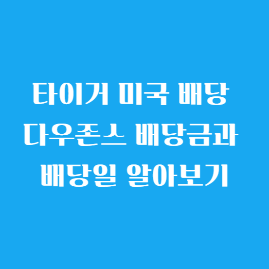 타이거 미국 배당 다우존스 배당금과 배당일 알아보기