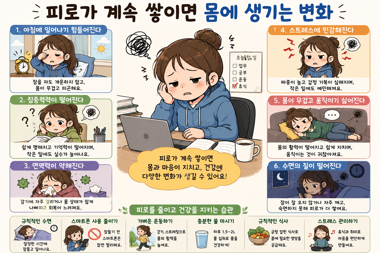 피로가 계속 쌓이면 몸에 생기는 변화