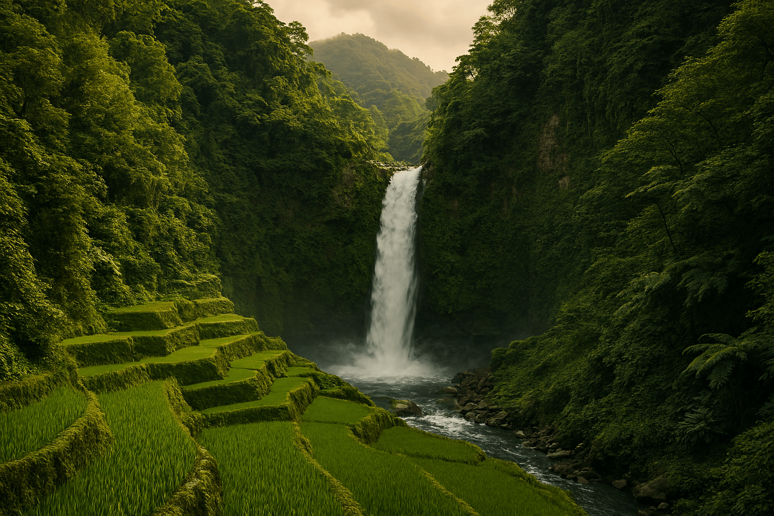 바나우에 계단식 논 근처에 위치한 시원한 폭포와 주변을 둘러싼 울창한 열대림. 필리핀여행에서 만나는 깨끗한 자연이다.