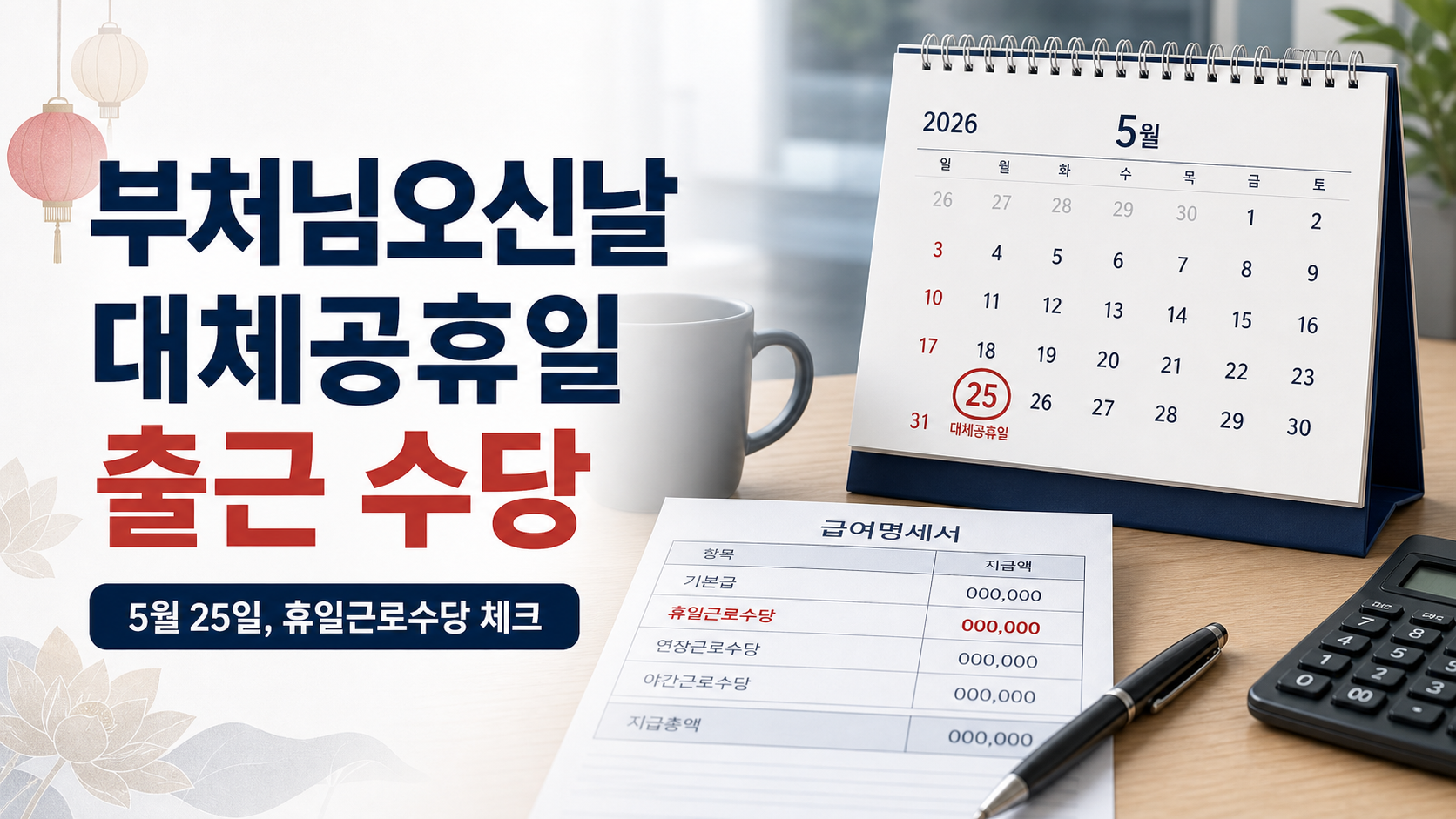 2026년 5월 25일 부처님오신날 대체공휴일 출근 수당 안내 이미지