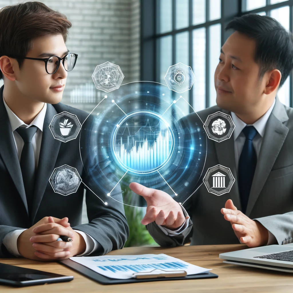 재테크 옵션을 설명하는 금융 상담사 