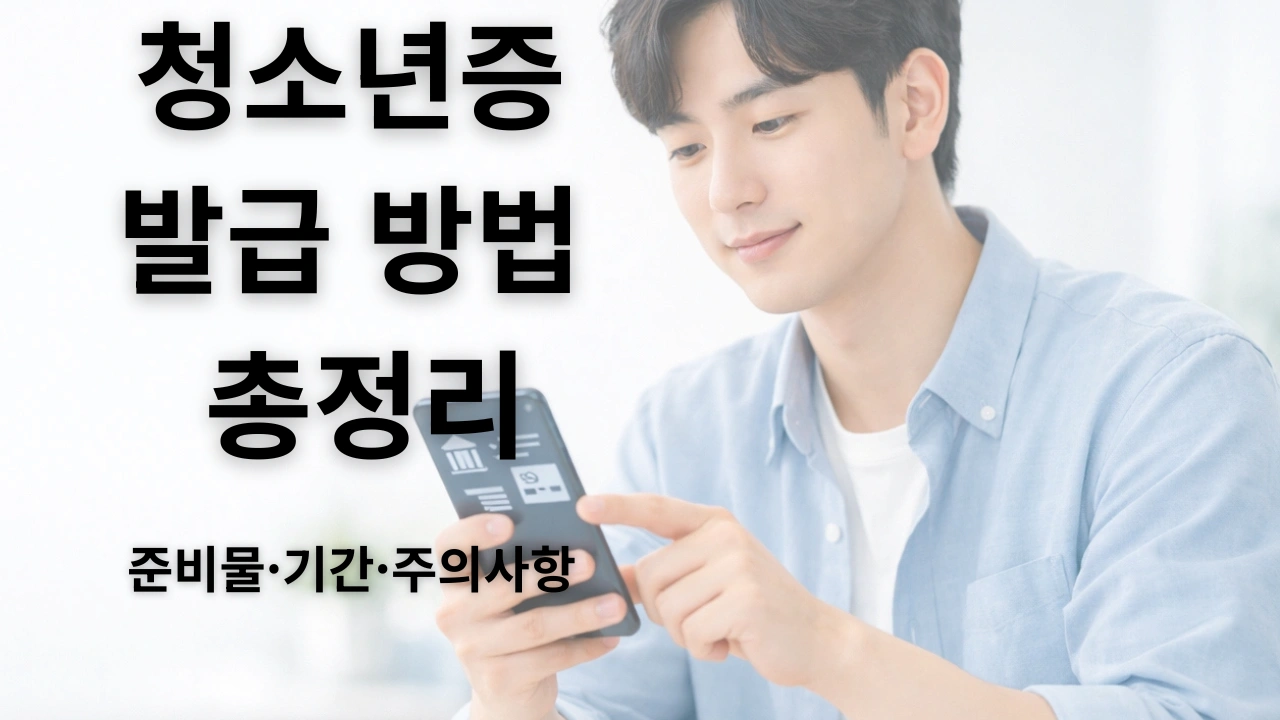 청소년증 발급 방법 준비물 기간 주의사항을 스마트폰으로 확인하는 장면