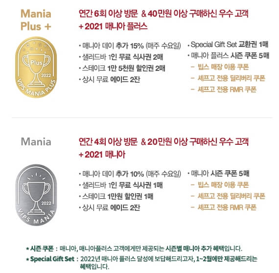 빕스 멤버스 등급별 혜택