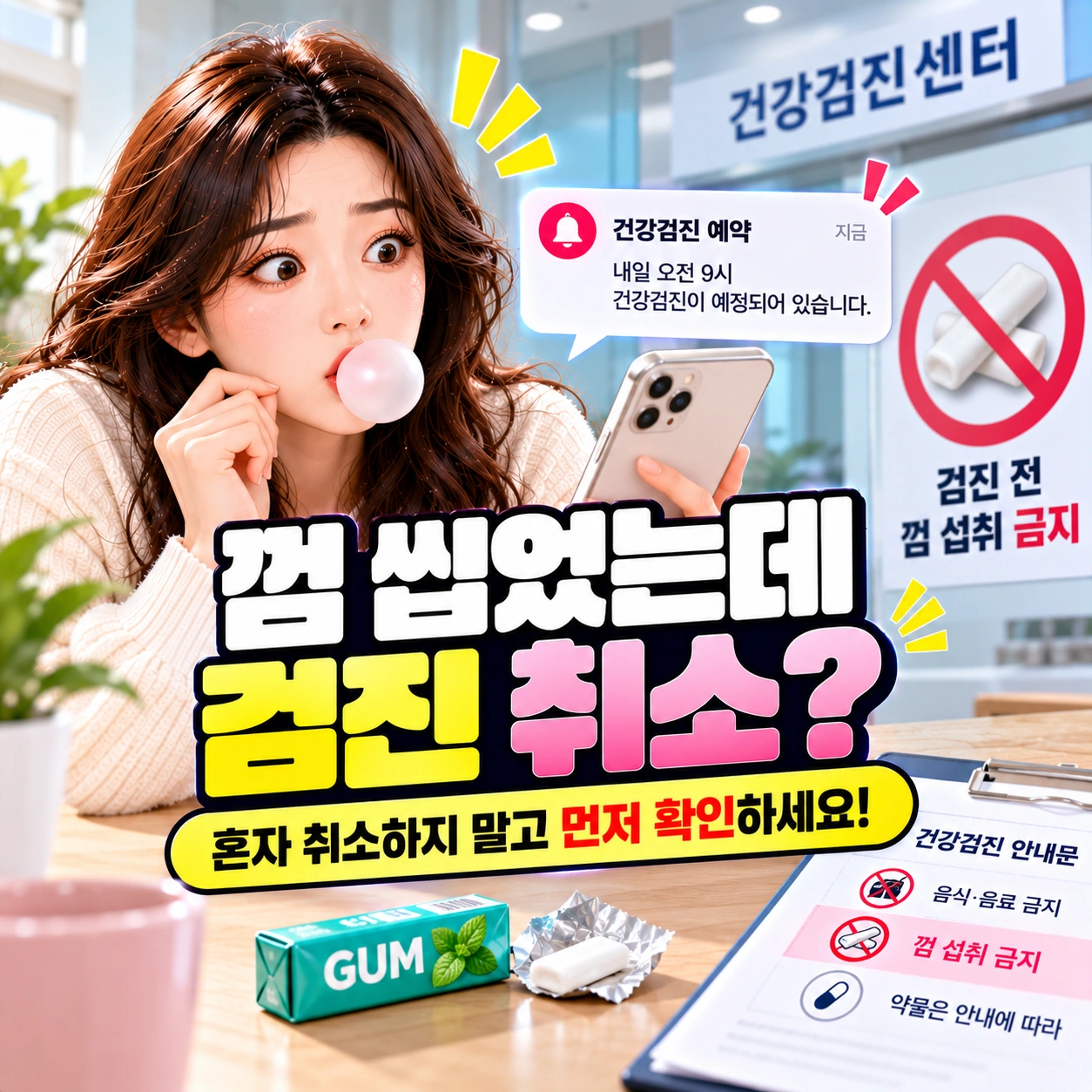 건강검진-껌씹음-검사취소