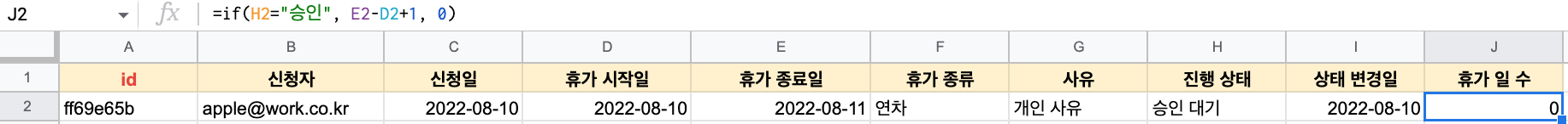 스프레드시트에-휴가일수-컬럼을-만듭니다