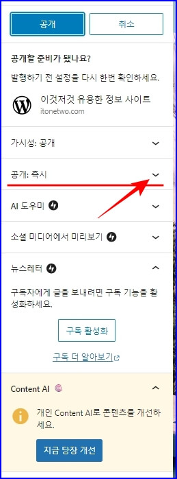 워드프레스 공개설정